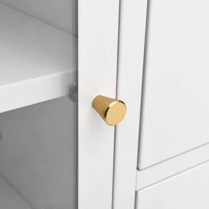 Credenza Bianca 75x35x70 cm in Acciaio e Vetro Temperato