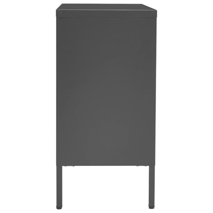 Credenza Antracite 75x35x70 cm in Acciaio e Vetro Temperato
