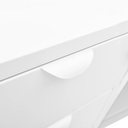 Credenza Bianca 105x35x70 cm in Acciaio e Vetro Temperato