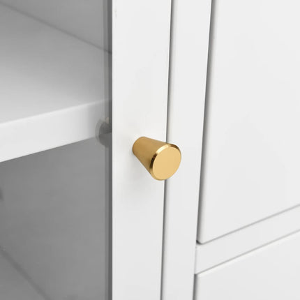 Credenza Bianca 105x35x70 cm in Acciaio e Vetro Temperato