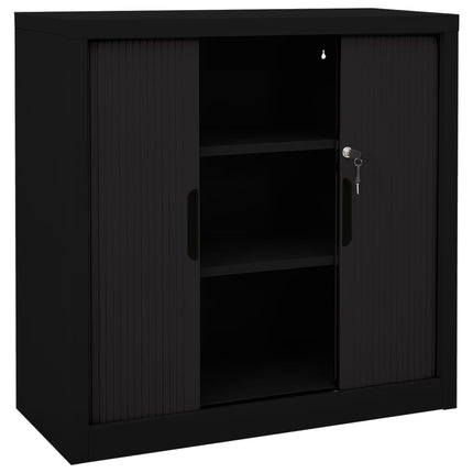 Armadio con Ante Scorrevoli Nero 90x40x90cm in Acciaio