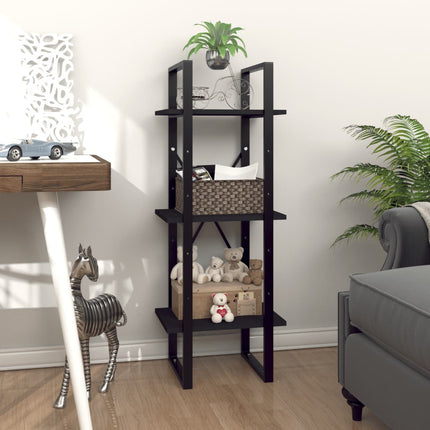 Libreria a 3 Ripiani Nera 40x30x105 cm in Legno Multistrato