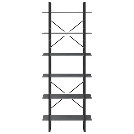 Scaffale Alto Grigio 80x30x210 cm in Legno Massello di Pino