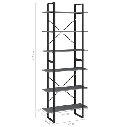 Scaffale Alto Grigio 80x30x210 cm in Legno Massello di Pino