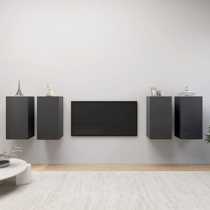 Mobili Porta TV 4 pz Grigi 30,5x30x60 cm in Legno Multistrato