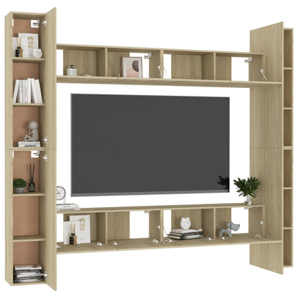 Set di Mobili Porta TV 8 pz Rovere Sonoma in Legno Multistrato