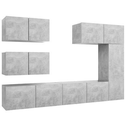 Set di Mobili Porta TV 6 pz Grigio Cemento in Legno Multistrato