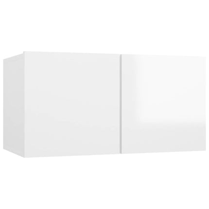 Set di Mobili Porta TV 5 pz Bianco Lucido in Legno Multistrato