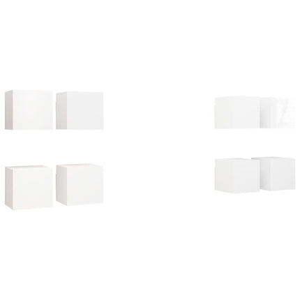 Mobili Porta TV a Parete 8 pz Bianco Lucido 30,5x30x30 cm