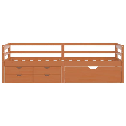 Giroletto con Cassetti Grigio Scuro in Legno di Pino 90x200 cm