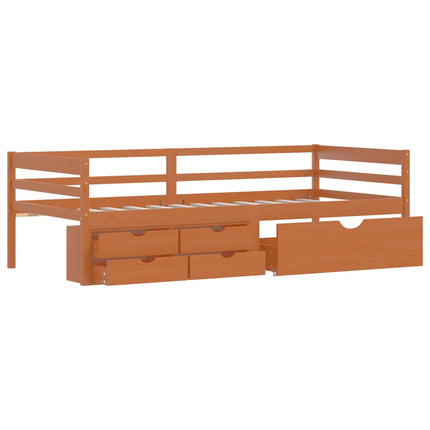 Giroletto con Cassetti Grigio Scuro in Legno di Pino 90x200 cm