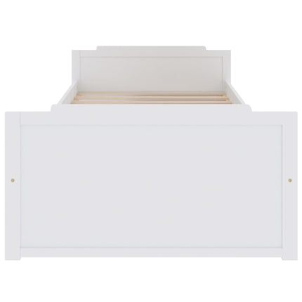 Giroletto Bianco con Cassetti Legno Massello di Pino 90x200cm