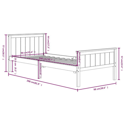 Giroletto Marrone Scuro in Legno Massello di Pino 90x200 cm