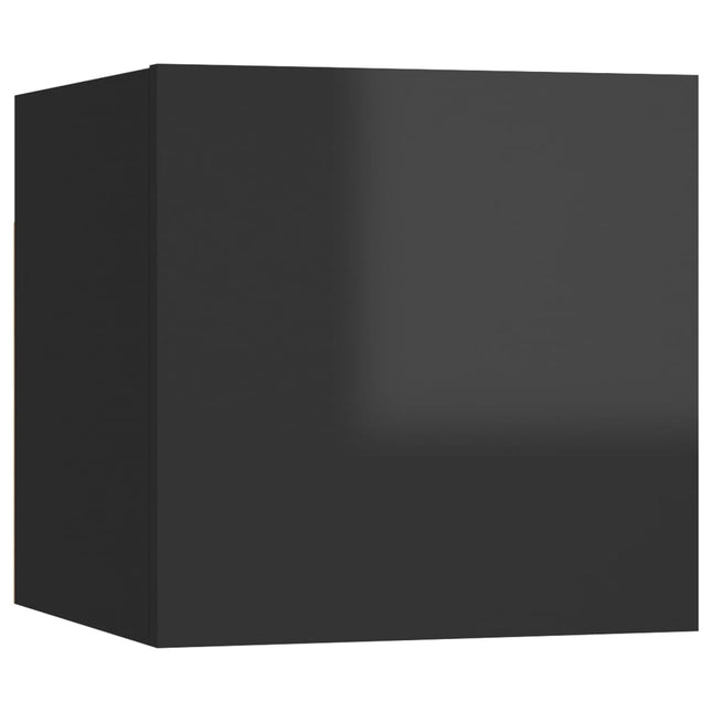 Comodino Nero Lucido 30,5x30x30 cm in Truciolato