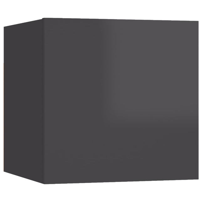 Comodino Grigio Lucido 30,5x30x30 cm in Truciolato