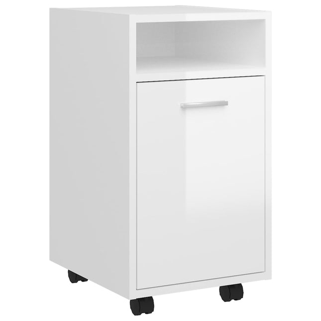 Credenza con Ruote Bianco Lucido 33x38x60 cm Legno Multistrato