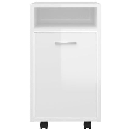 Credenza con Ruote Bianco Lucido 33x38x60 cm Legno Multistrato