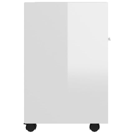 Credenza con Ruote Bianco Lucido 33x38x60 cm Legno Multistrato