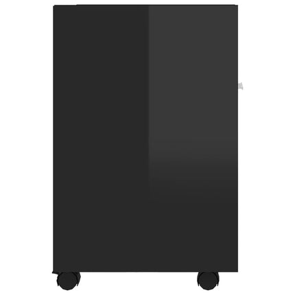 Credenza con Ruote Nero Lucido 33x38x60 cm Legno Multistrato
