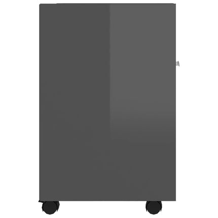 Credenza con Ruote Grigio Lucido 33x38x60 cm Legno Multistrato