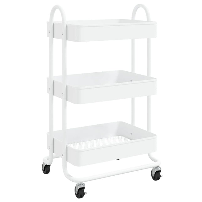 Carrello a 3 Livelli Bianco 43x34x79 cm in Acciaio