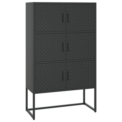 Credenza Alta Nera 80x35x135 cm in Acciaio