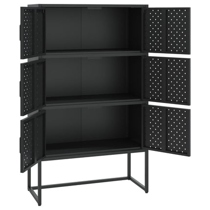 Credenza Alta Nera 80x35x135 cm in Acciaio