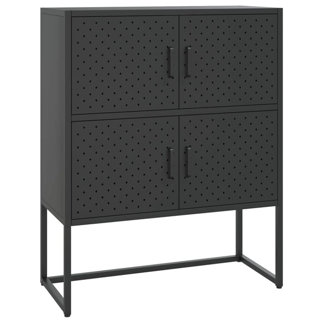 Credenza Alta Nera 80x35x100 cm in Acciaio