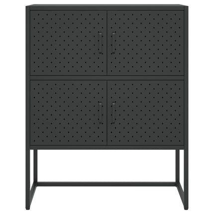 Credenza Alta Nera 80x35x100 cm in Acciaio