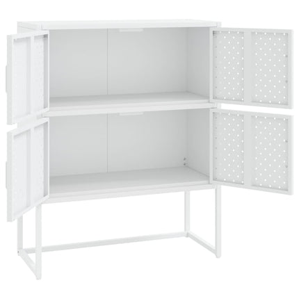 Credenza Alta Bianca 80x35x100 cm in Acciaio