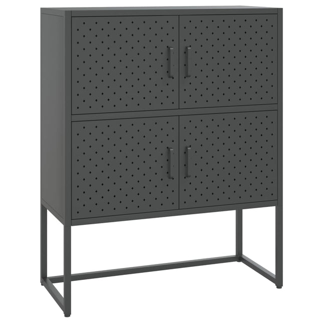 Credenza Alta Antracite 80x35x100 cm in Acciaio