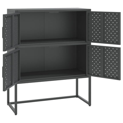 Credenza Alta Antracite 80x35x100 cm in Acciaio
