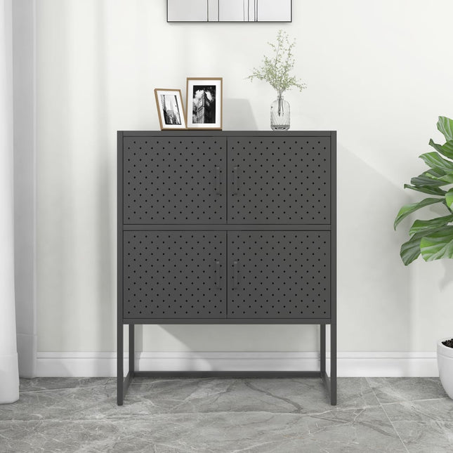 Credenza Alta Antracite 80x35x100 cm in Acciaio