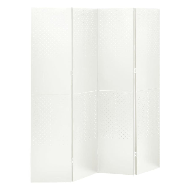 Paravento a 4 Pannelli Bianco 160x180 cm in Acciaio