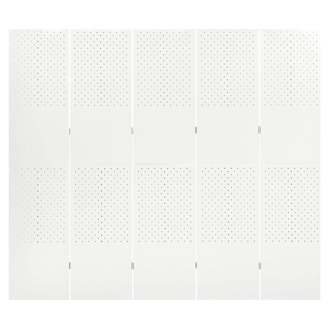 Paravento a 5 Pannelli Bianco 200x180 cm in Acciaio