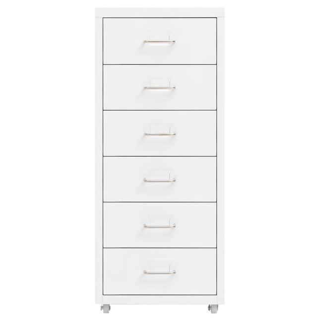 Schedario Mobile Bianco 28x41x69 cm in Metallo