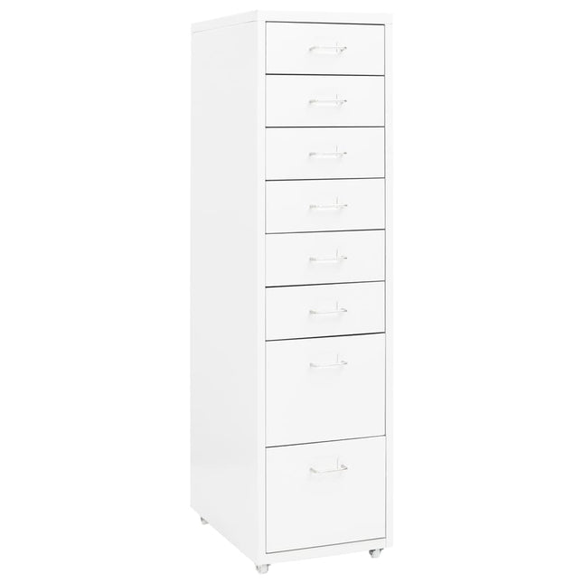 Schedario Mobile Bianco 28x41x109 cm in Metallo