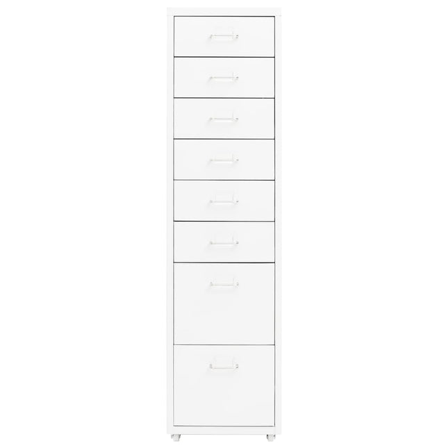 Schedario Mobile Bianco 28x41x109 cm in Metallo