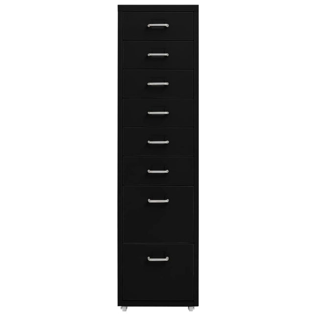 Schedario Mobile Nero 28x41x109 cm in Metallo