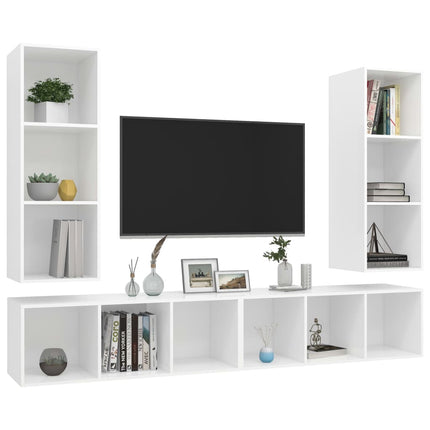 Mobile TV a Parete 4 pz Bianco in Truciolato