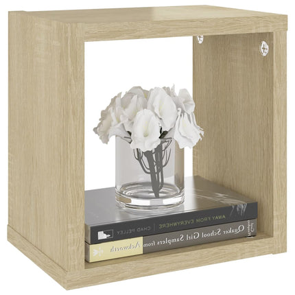 Mensole Parete a Cubo 6 pz Bianco e Rovere Sonoma 22x15x22 cm