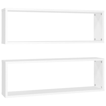 Mensole Parete a Cubo 2pz Bianco 80x15x26,5cm Legno Multistrato