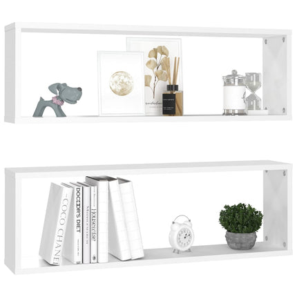 Mensole Parete a Cubo 2pz Bianco 80x15x26,5cm Legno Multistrato