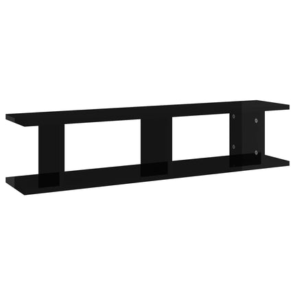 Mensole a Parete 2 pz Nero Lucido 90x18x20 cm Legno Multistrato