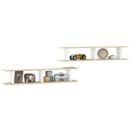 Mensole Parete 2pz Bianco Sonoma 105x18x20cm Legno Multistrato