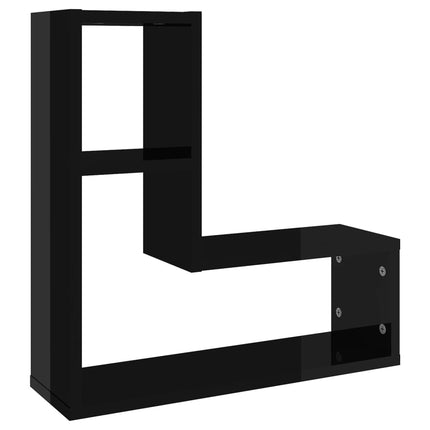 Mensole a Muro 2 pz Nero Lucido 50x15x50 cm Legno Multistrato