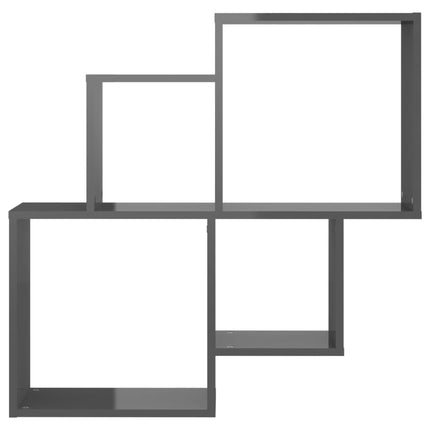 Mensola Muro Cubo Grigio Lucido 80x15x78,5cm Legno Multistrato