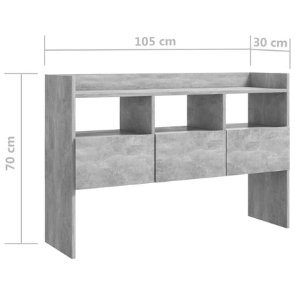 Credenza Grigio Cemento 105x30x70 cm in Legno Multistrato