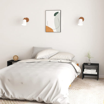 Comodini 2 pz Neri 40x30,5x40 cm in Legno Massello di Pino
