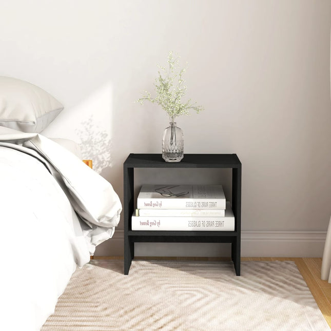 Comodini 2 pz Neri 40x30,5x40 cm in Legno Massello di Pino